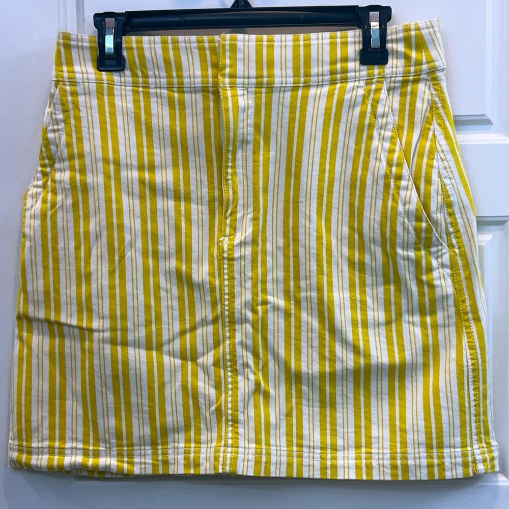 Loft yellow striped denim mini skirt sz 6